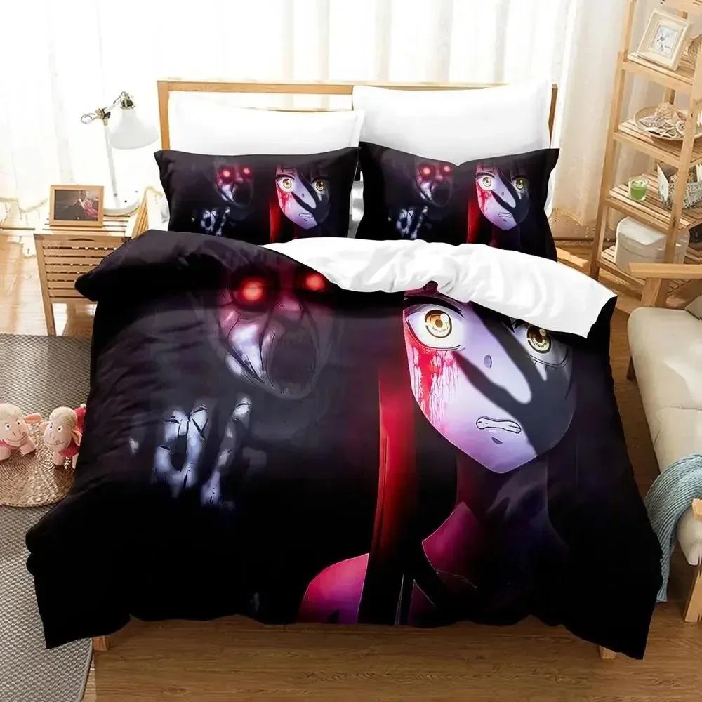 Anime Mieruko-chan The Girl Who Can Se Them Beding Set Printed Bed Linen Set With Pilowcase Bed Soft Duvet Cover Quen Super King-Sized Dimensionsd