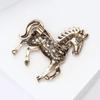 Vintage Rhinestone Horse Brooch for Women Animal Banquets Pins Party Accessories