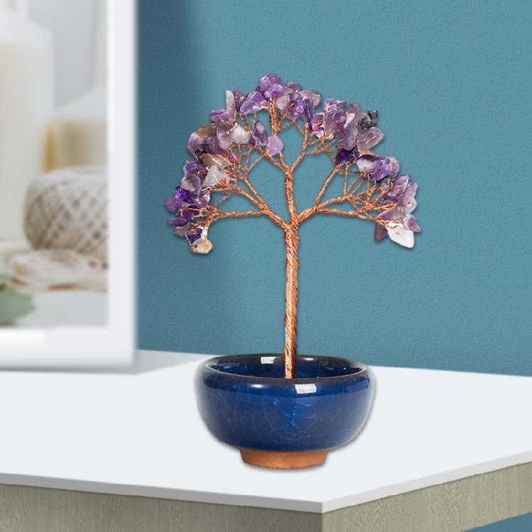 Gemstones Bonsais Tree Miniature Crystal Money Tree Ornament for Fengshuis Enthusiasts Seek Wealth and Positive Energy