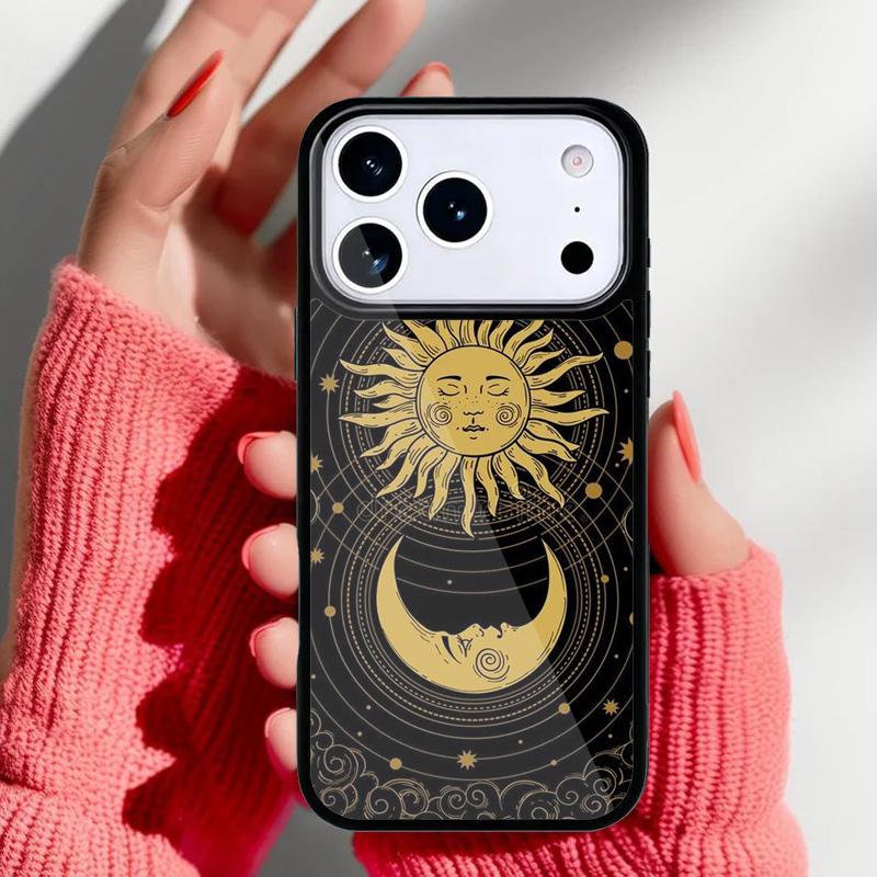 Sun Moon Face Phone Case for iPhone 17 Air 16e 15 14 13 Pro Max Back Cover for 12 11 Pro Coque