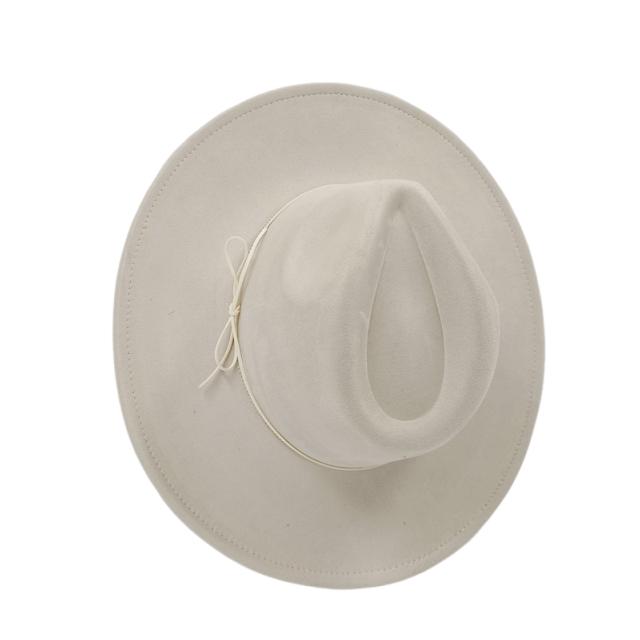 Cappello a Cilindro Piatto Rotondo 9,5 cm in Scamoscio Uomo Donna Cappello da Cowboy Western Cappello Fedora per Feste e Palco Design Autostile Stile Etnico Cappello Superiore
