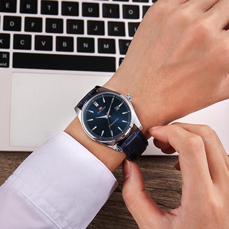 Ceas Studențesc Rezistent la Apă Curea din Oțel Calendar Ceas Casual de Afaceri