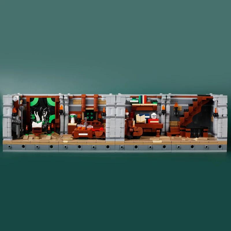 MOC Medieval Construct Accessories Building Blocks Street View House Furniture Bookstore Desk Kitchen Map Bricks Friend Toy Gift