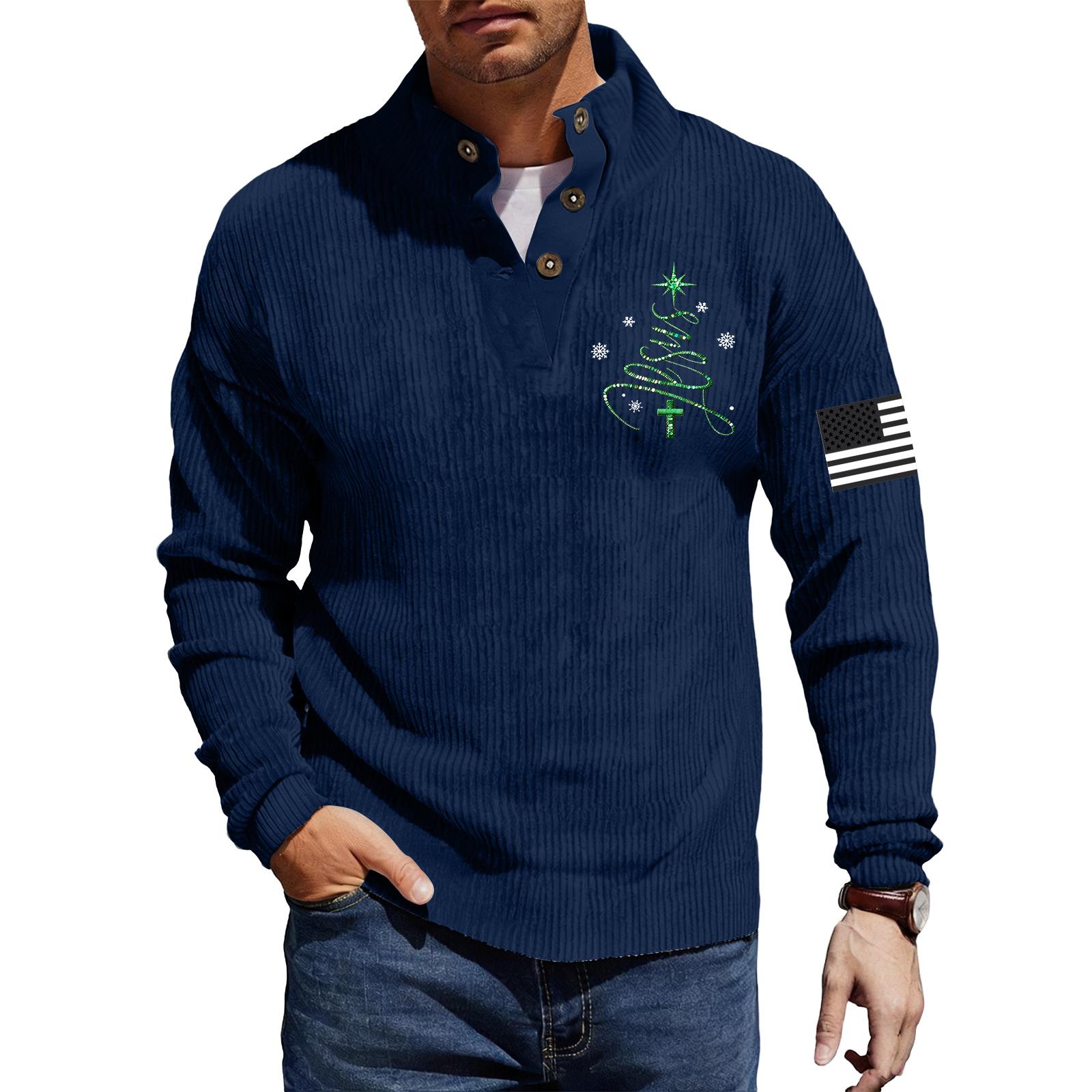 

Мужская вельветовая рубашка на пуговицах с рождественским принтом S