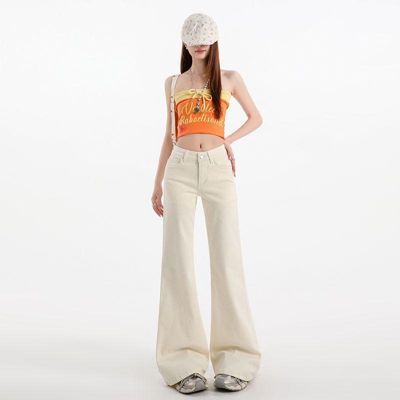 White micro-flared jeans women's low waist summer thin new slim-fitting and thin black cow flared pants