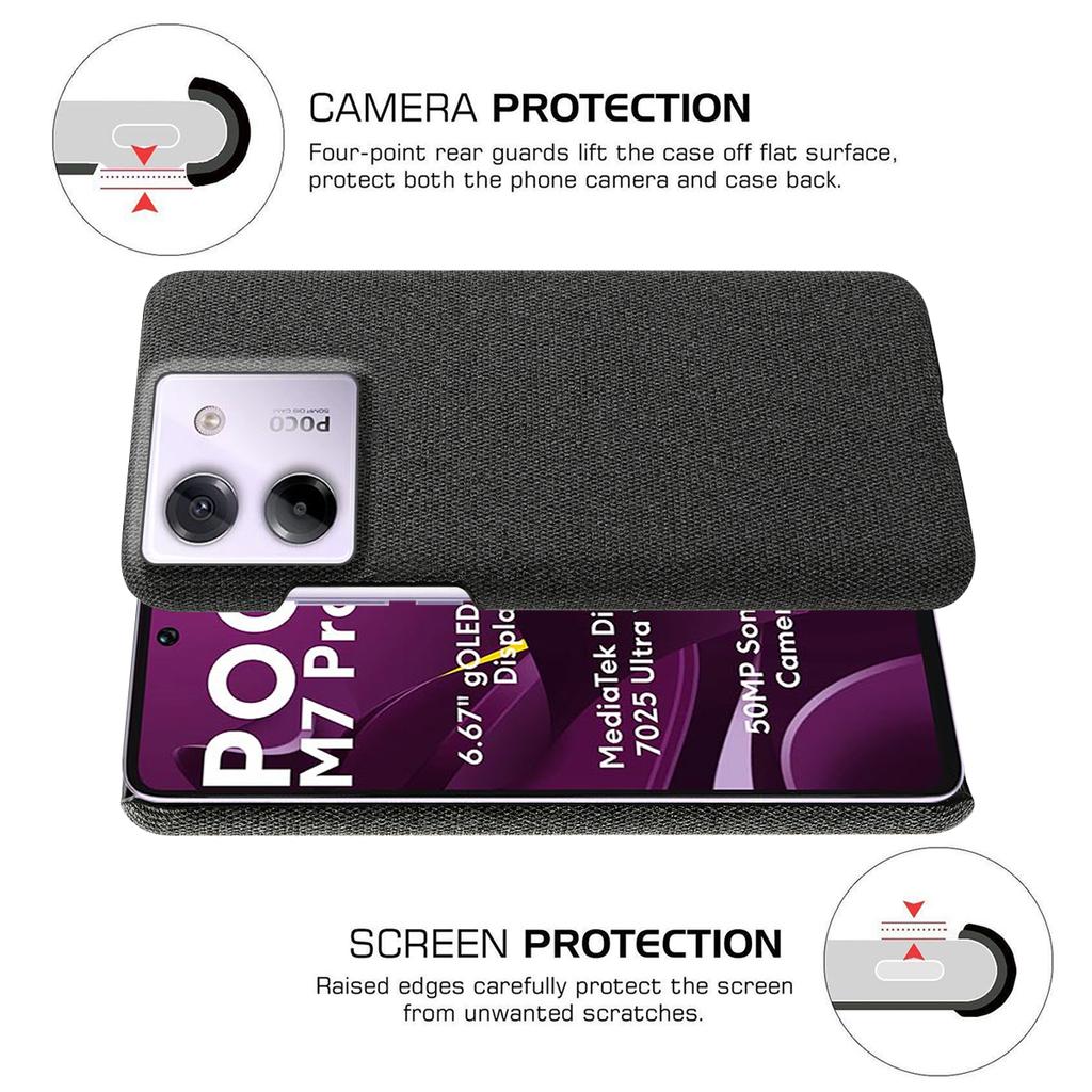 For Xiaomi Poco M7 Pro 5G Phone Case Cloth Texture Anti-Scratch Protective PC Back Cover