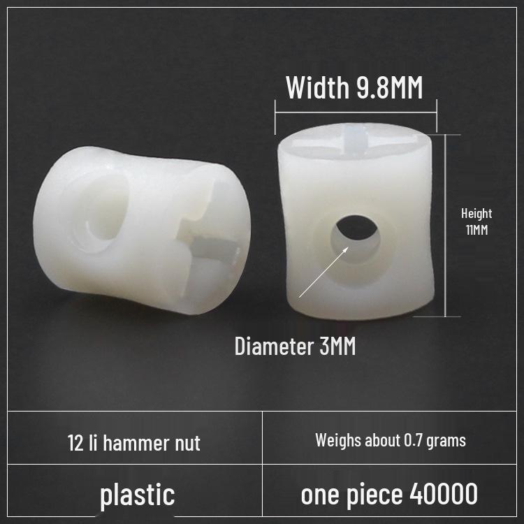 Yingya Two-in-One Plastic Hammer Nut & Cross Hole Connector for Furniture