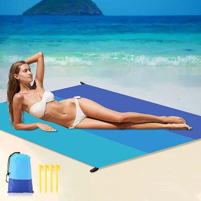 Stranddecke, sanddicht, groß, 210 x 198 cm, sandfreie Picknickdecke, wasserdicht, leicht, für 2–4 Erwachsene, Reisen, Camping