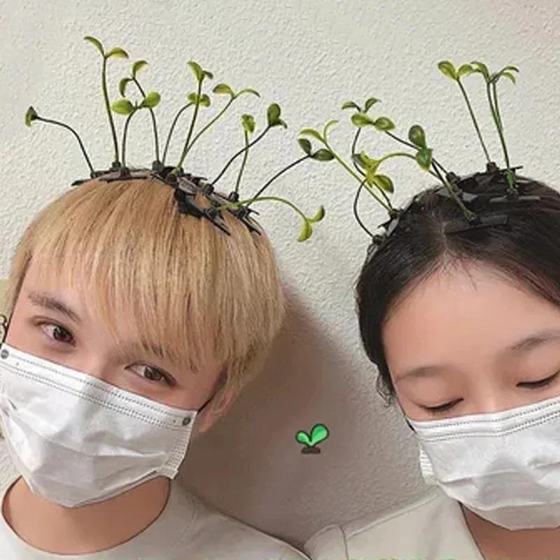 100 Pezzi Divertenti Mollette per Capelli con Erba Crescente Kawaii Design Germoglio di Fagiolo Carine Acconciature Testa Germogliante Bambino Coppia Festival Festa Divertimento