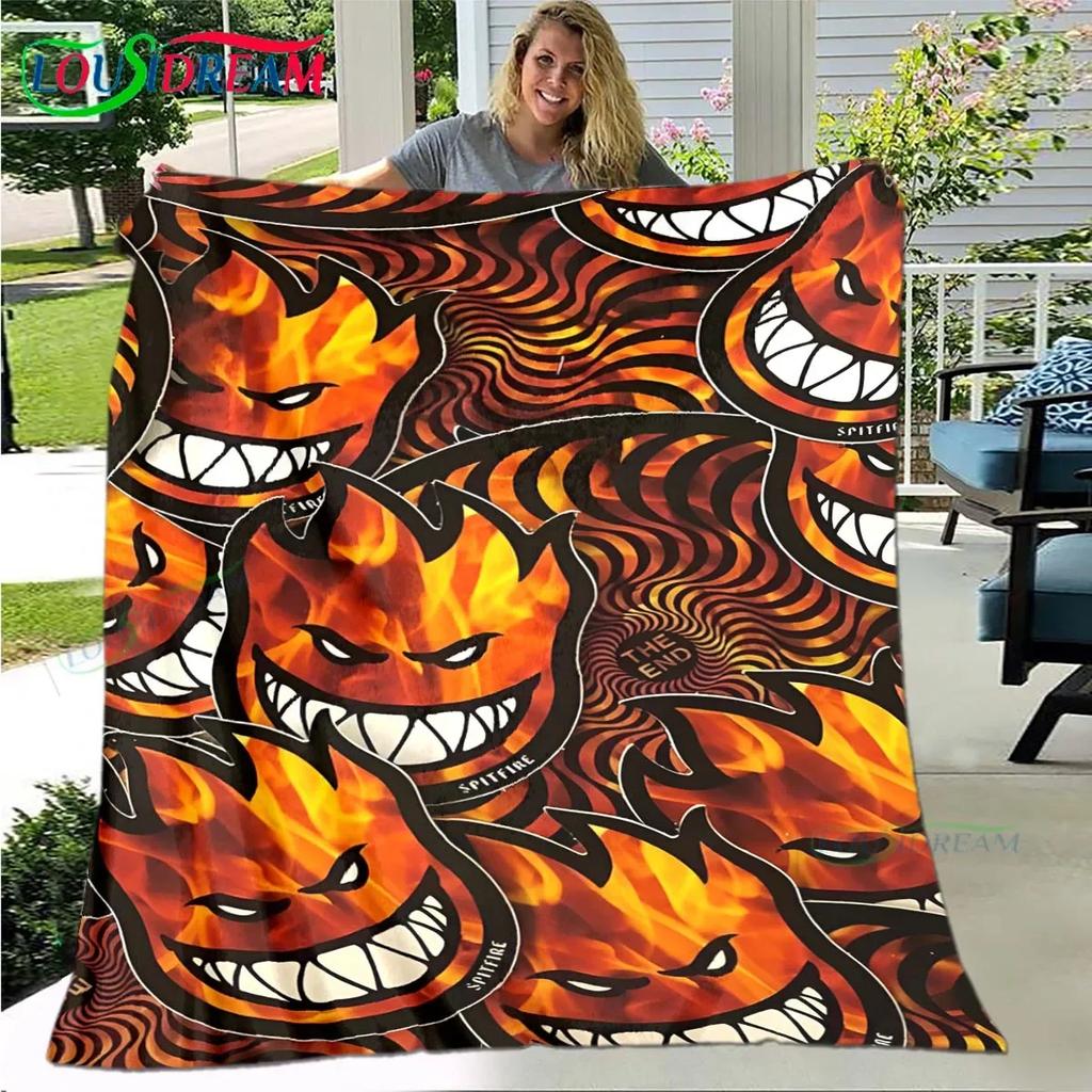 Fashion S-Spitfire Logo Pattern Blanket Flannel Thin Blanket Portable Home Travel Office Lunch Break Blanket Birthday Gift