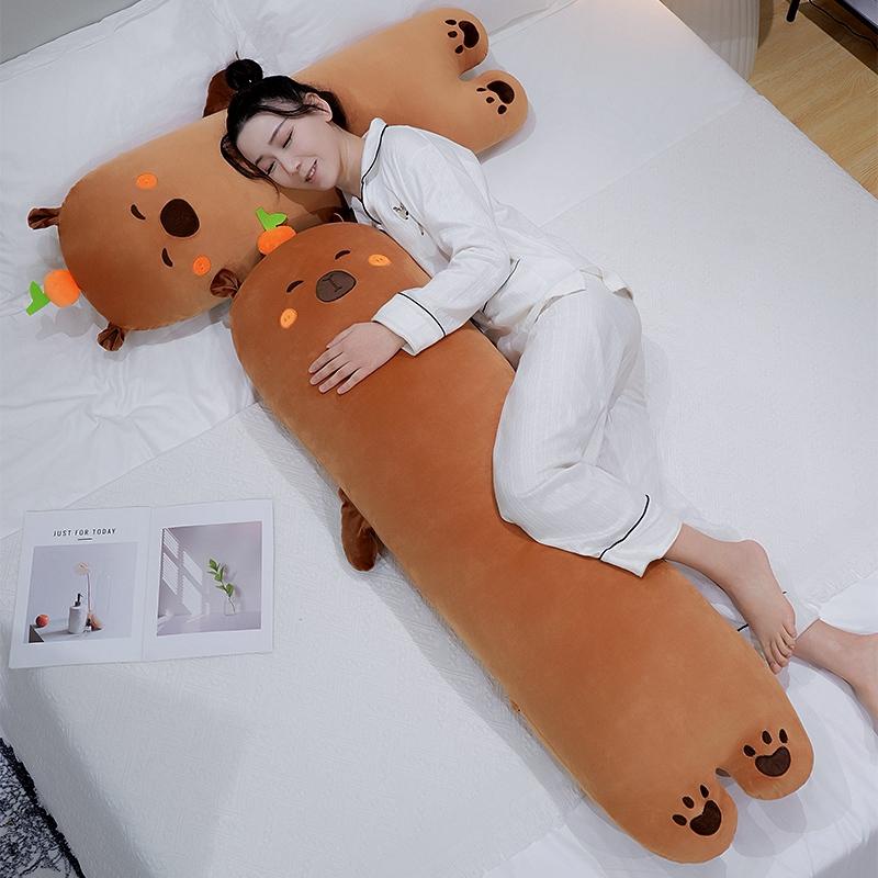 70-140cm New Cuddly Capybara Plush Toys Stuffed Capybara Dolls Long Sleep Squishy Pillow Sofa Cushion Christmas Birthday Gift
