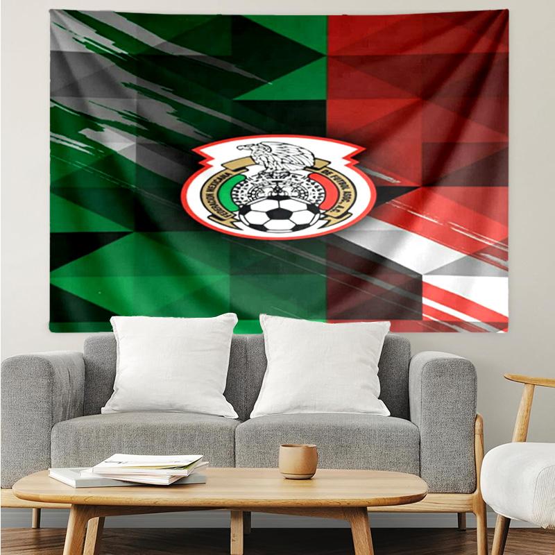 Mexico Football Team Emblem Printed Printed Tapestry, for Bedroom,Livingroom, dormitory, Large Wall Decor, Fabric Decor Fan Birthday Gifts