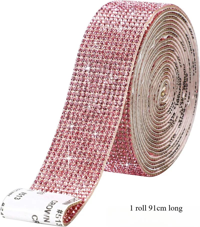 Self Adhesive Crystal Rhinestone Sticker Shiny Glass Diamond Ribbon Multipurpose DIY Car Phone Decoration Arts Crafts VIE LENTE