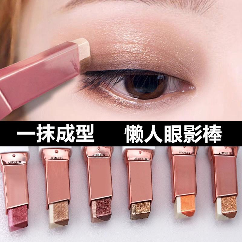Makeup Artist Recommended Eyeshadow Stick for Beginners, Dual-Color Waterproof Highlighter, One-Swipe Application, Pearlescent Brightening
