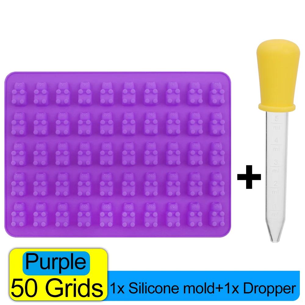100/50x Gummy Bear Mold with Dropper Silicone Chocolate Mold Fondant Chocolate Candy Maker Moulds DIY Baking Decorating Tools