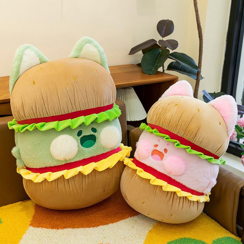 Cat Dudu Hamburger Plush Toy Stuffed Animal Food Design Decoration Pillow Gift