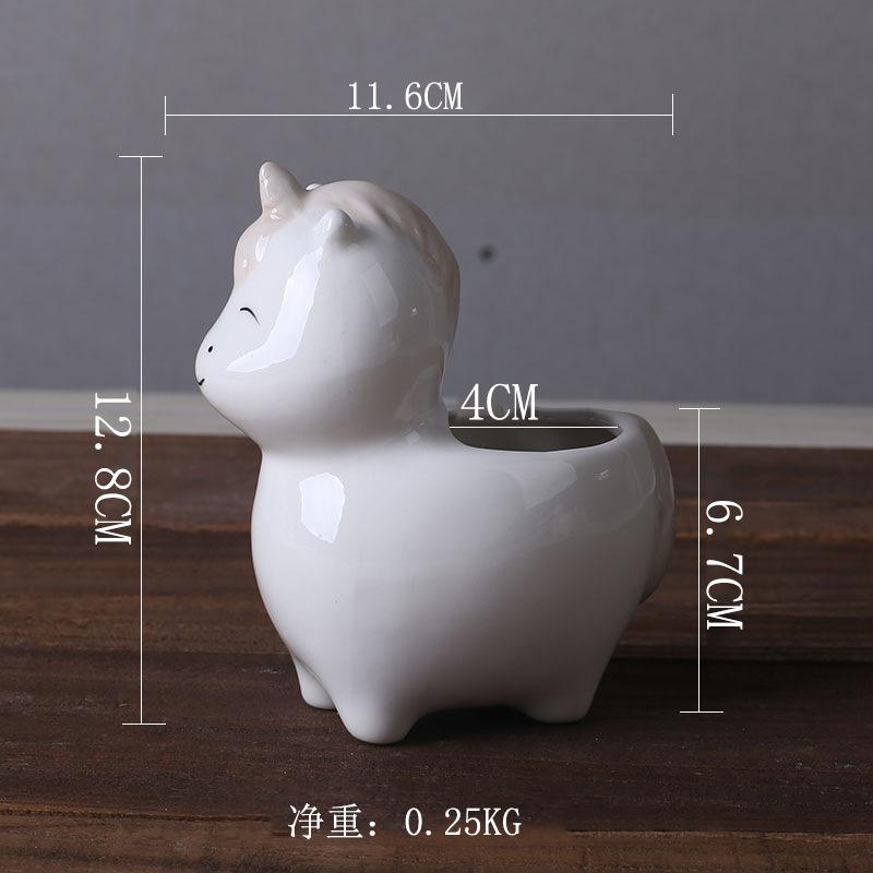 Nordic Style Succulent Flower Pot Creative Cartoon White Small Animal Simulation Flower Ceramic Flower Pot As shown in the picture