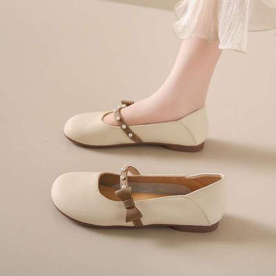 French Shallow Mouth Flat Bottom Small Leather Shoes Women's 2025 New Summer Skirt Pregnant Women Sandals Soft Leather Evening Beanie Shoes