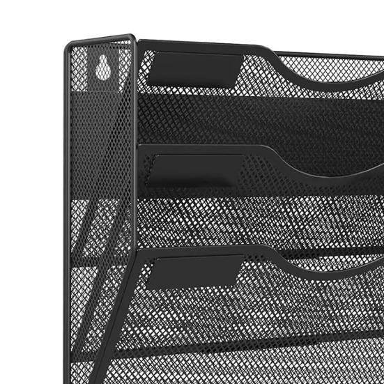 Wall File Organizer 3 Tier Mesh Metal Hanging File Folder Rack with Label Slots Rust-Resistant Mail Organizer for Office Home Classroom