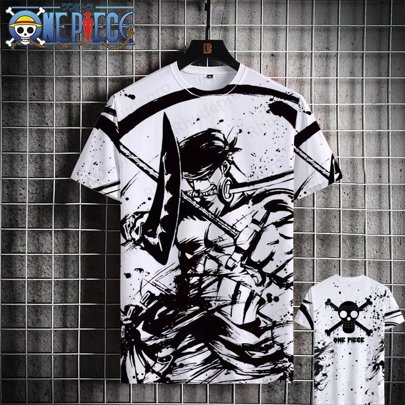 

Luffy One Piece с коротким рукавом футболка мужская 2024 новый Assolon Animation ко-брендовый топ летний женский 3D печать 5XL