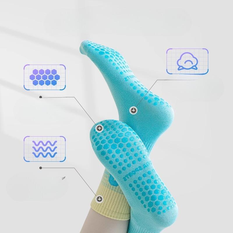 Yoga Socks for Women, Anti-slip Professional Pilates, Pure Cotton Mid-calf, Summer Shark Pants, Special Fitness Floor Sports Socks