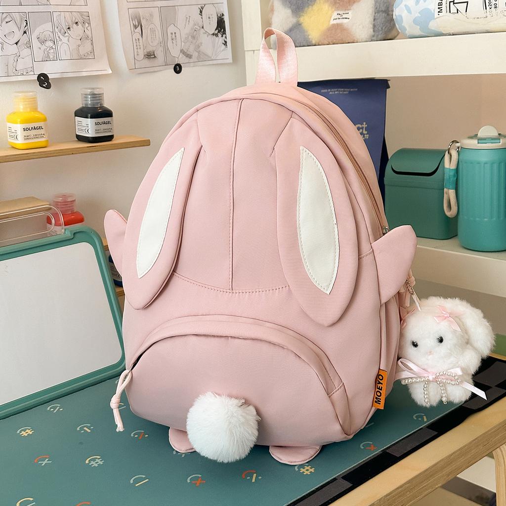 Schoolbag Korean Version Sweet Schoolbag for Girls Junior High School Students Cute Rabbit Ears Backpack Lightweight High School Students Travel Small
