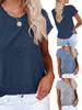 Damen Rundhals Kurzarmshirt Locker Lässig Sommer Basic T-Shirt