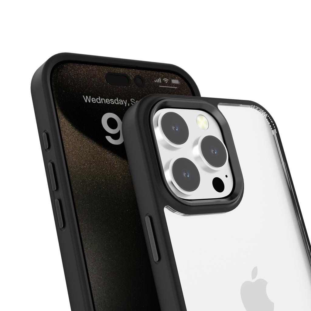 For iPhone 16 Pro Max Clear Phone Case TPU+ PC Phone Back Cover with Metal Button