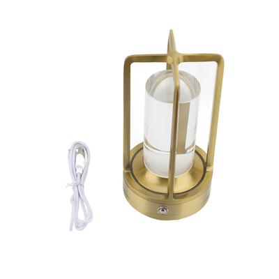 Table Lamp Full Aluminum Rechargeable Touch Control Retro 3 Colors Table Ambient Lamp for Indoor Outdoor Gold