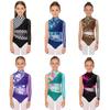 Tüdrukute Sädelevate Kivistide VõimlemisTrikoo Asümmeetriline Varrukas Tagumine Ava Nööbid Jalgevahe Tantsu Bodysuit