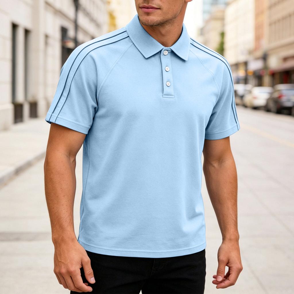 Men's Casual Lightweight Breathable Short Sleeve Polo Shirt with Classic Collar and Button Placket Suitable for Everyday Wear