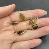 5Pcs Natural Stone Teardrop Faceted Connector Charms 9x20mm, Golden Plated Edge Crystal Pendants for DIY Necklace Bracelet Jewelry Making