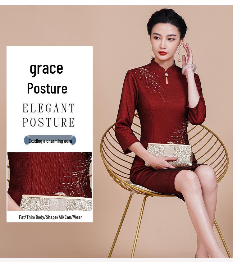 Elegant Plus Size Qipao - Mother's Wedding Banquet Dress