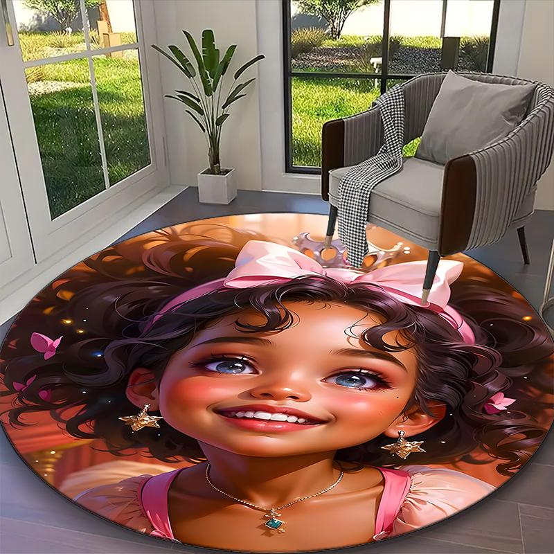 1pc African American Gi Printed Chair Rug for Home Office Use, Living Room Kitchen Game Room Round Carpet
