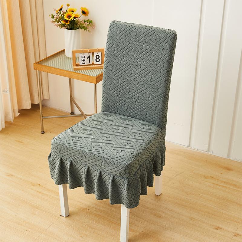 Skirt Chair Cover Household Dining Chair Cover Jacquard Seat Cushion Cover Chair Cover Universal Elastic Stool Cover