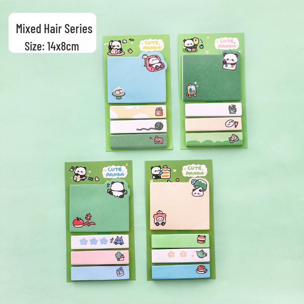 Portable Cartoon Panda Sticky Notes - Reusable Cute Memo for Students, Stationery Gift 14x8 cm