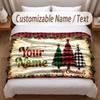 Christmas Theme Soft Blanket Personalized Custom Name Text Print Warm Blanket Home Sofa Bedroom Decor