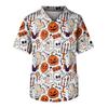 Fashion Men's Short Sleeve V Neck Halloween Printing Working Chest Pocket Carer Top