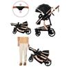 3-in-1 Baby Stroller Combined Car Seat Bassinet Trio Reversible PU Leather Puncture-proof Wheels Black Handle