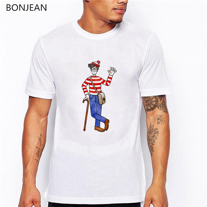 Wheres Wally Stop Stalking Me Funny Comedy t shirt men halloween cartoon printed tshirt homme harajuku shirt white tshirt