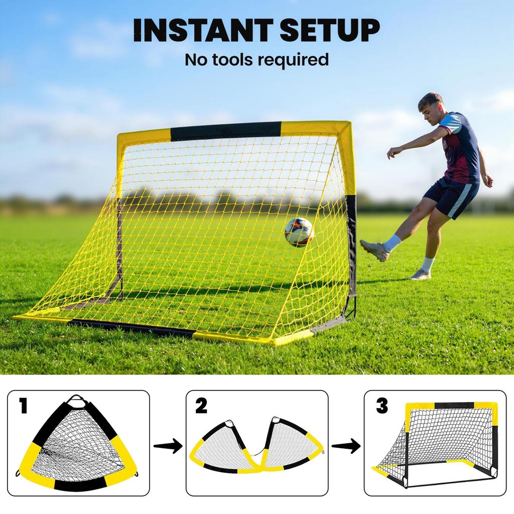5 X 3.5ft Pop Up Football Goal with Carry Bag, Easy Setup