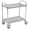 Serving Trolley Kitchen Cart On Castors 2 Shelves 80L X 45W X 82H Cm Chromed Stainless Steel