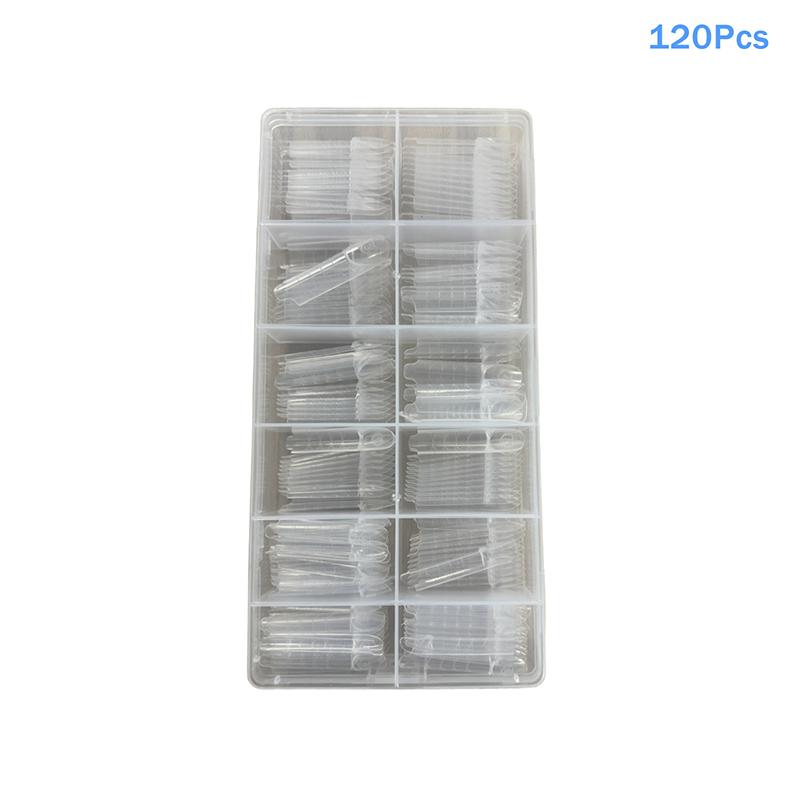 Space French Dual Forms 15 Sizes Clear Reusable Dual System Molds Fake Nails For Nail Extension DIY 30/60/75/90/120/150/180Pcs
