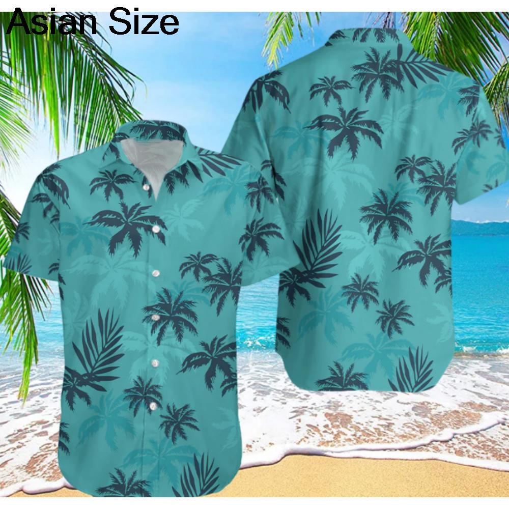 Summer Men s 3D Printed Embroidery Shirt - Hawaiian Beach Palm Tree Style - Quick-Drying and Breathable S