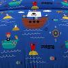 Parure housse de couette 140x200 cm PIRATES bleu, 100% coton 57 fils/cm2, par Soleil d'Ocre