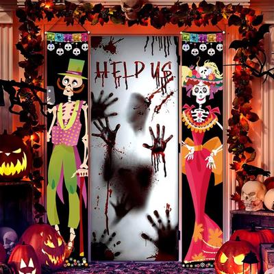 Halloween Mexikanischer Tag der Toten Party Veranda Hängen Tür Vorhang Banner Hängen Veranda Zeichen Hause Halloween Dekoration Werkzeuge