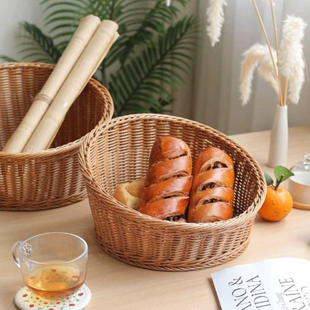 Hardness Fork Spoon Basket Handwoven Round Storage Box  Restaurant Serving Tabletop Display