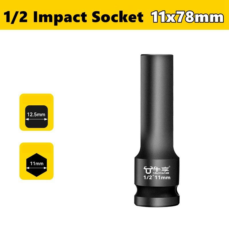 8-28mm Impact Wrench Socket Square Driver Head 1/2" Impact Socket Lengthed Adapter Wrench Head Hexagon Electrical Wrench Socket