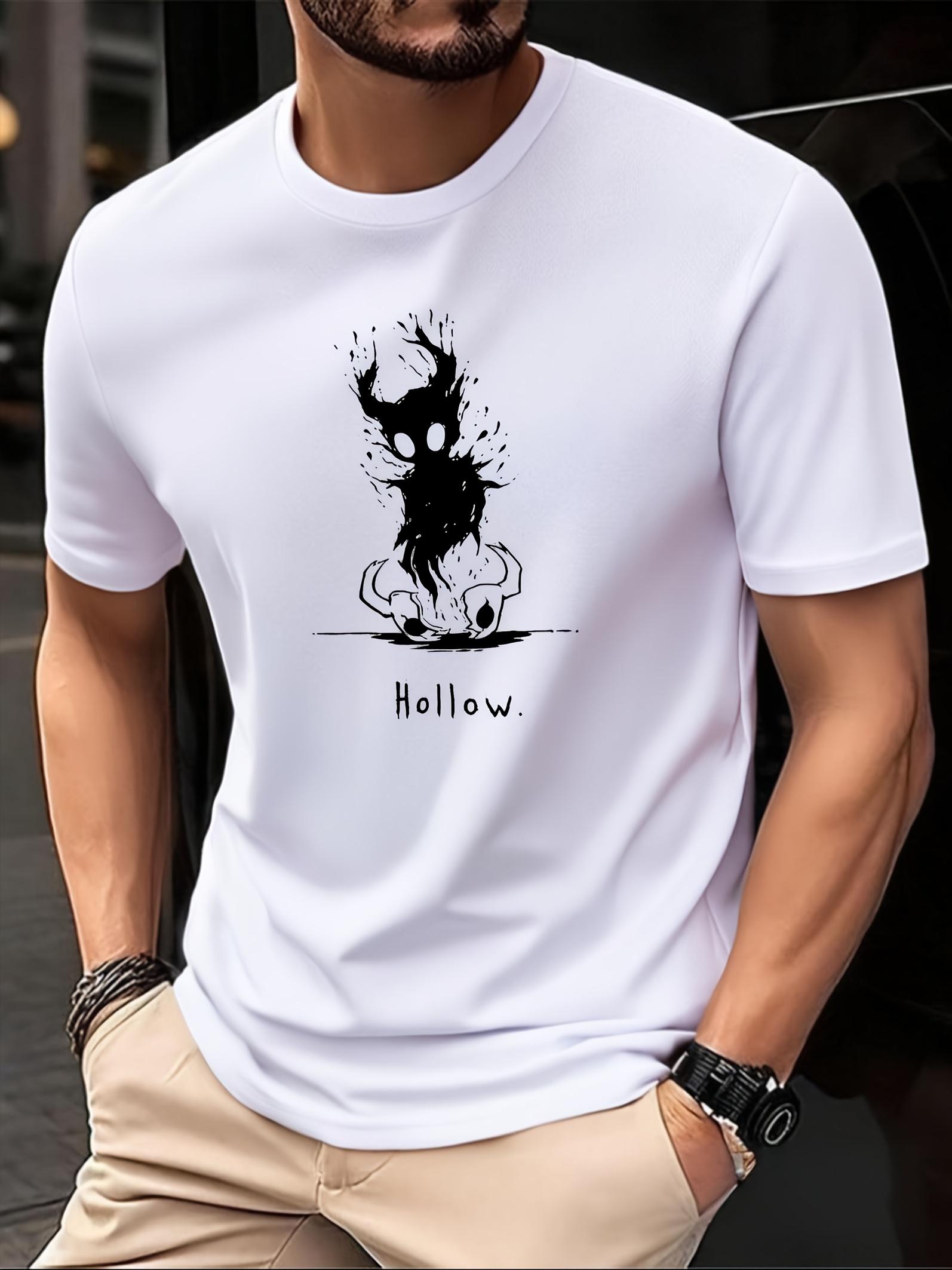 Graphic Print T-shirt - Dark Grey with White Hello Design XXXL