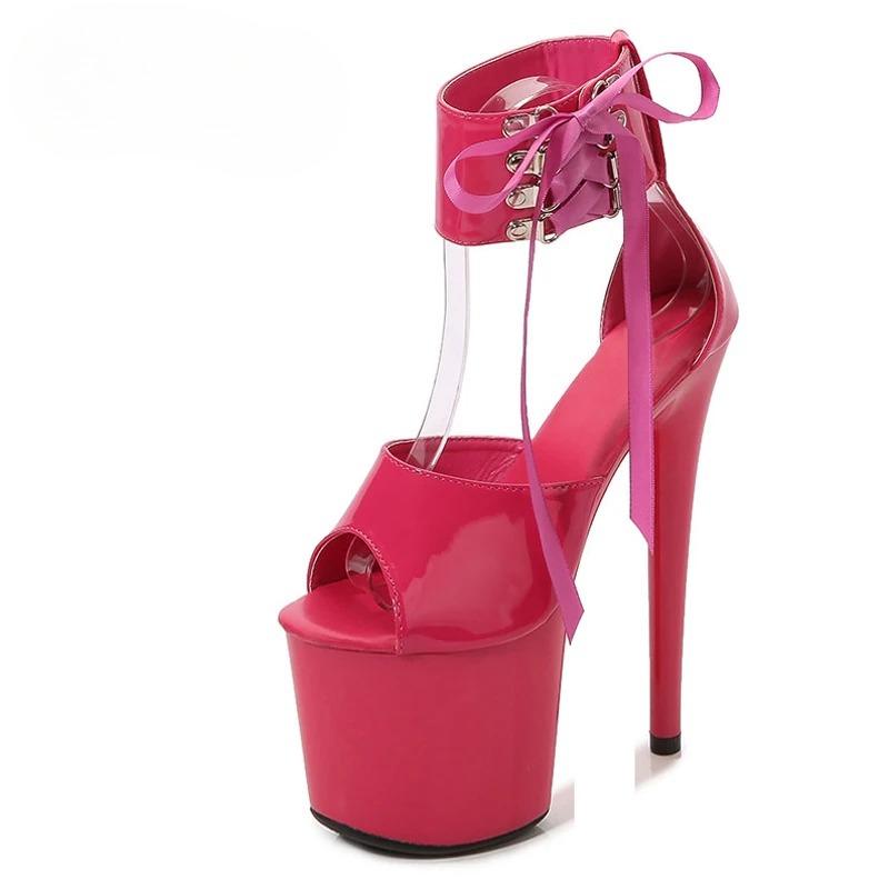 2026 Knöchel Schnürung Plateau Damen Sandalen Mode Peep Toe Fetisch Dünne Hohe Absätze Nachtclub Stripper Bankett Damenschuhe